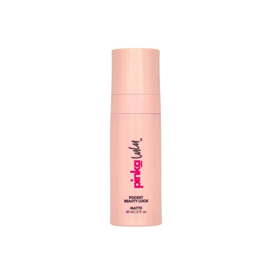 setting spray bottle with 'pinkalulu' branding on a white background