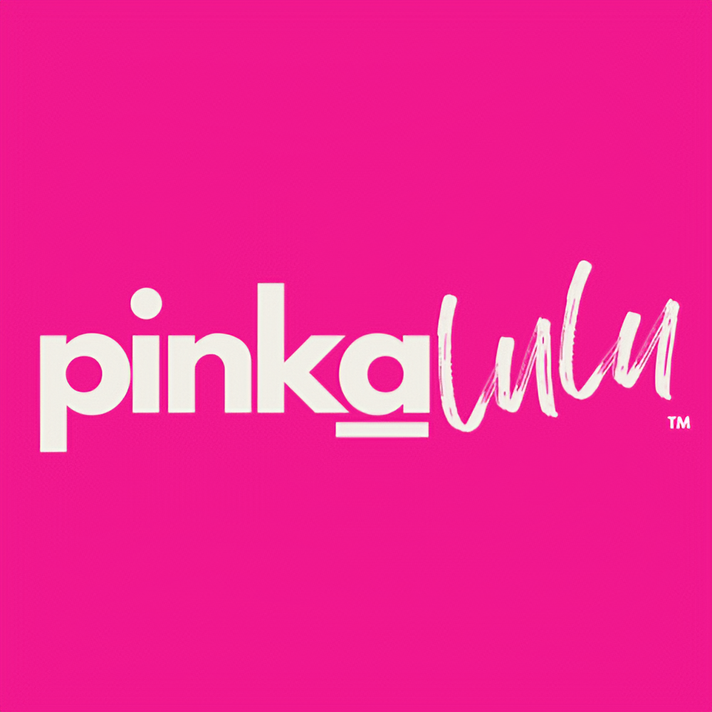 Pinkalulu logo on a pink background